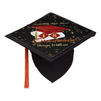 Graduate Red & Gold 20XX Graduation Cap Topper | Zazzle