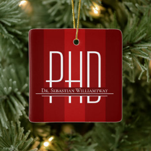 Graduate Red PhD Graduation Ceramic Ornament