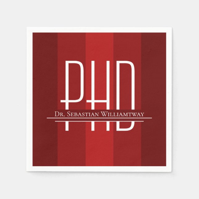Graduate Red PhD Graduation Party Napkins (Front)