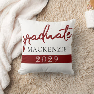 Graduate Red Script   Dark Crimson Grad Keepsake Throw Pillow