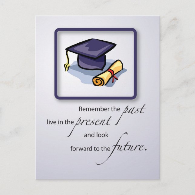 Graduate Remember the Past, Hat and Diploma Postcard (Front)