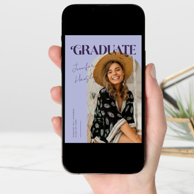 Graduate Retro Purple Arch Graduation Announcement (Front Digital)
