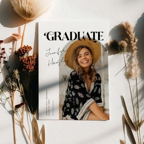 Graduate Retro White Arch Graduation Announcement