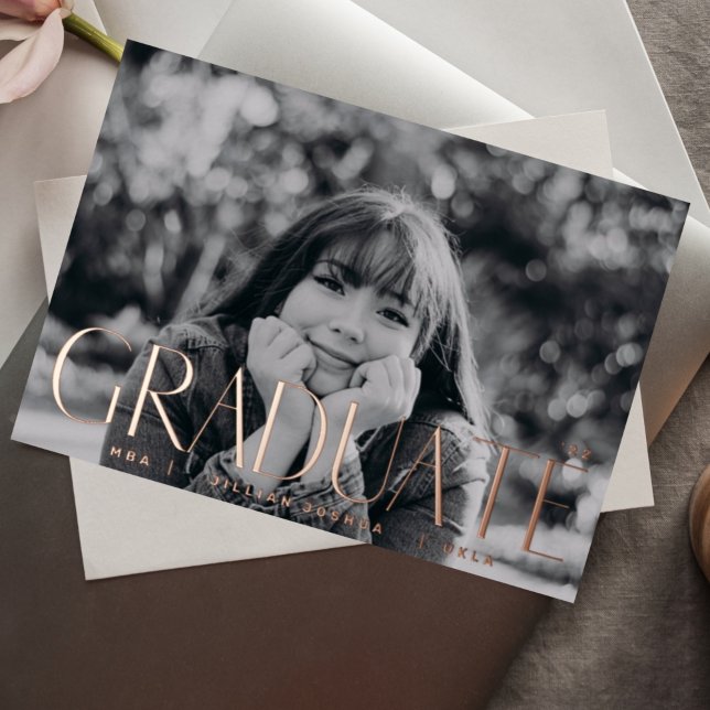 GRADUATE Rose Foil Pressed Photo 2023 Invitation (Creator Uploaded)