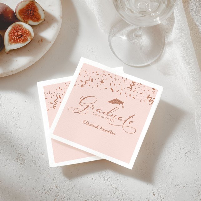 Graduate Rose Gold Foil Graduation Party Pink Napkins (Creator Uploaded)