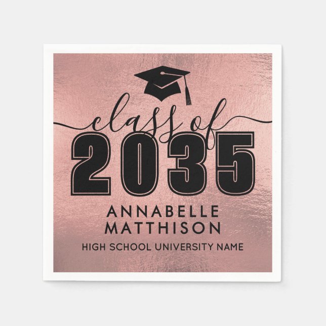 Graduate Rose Gold Graduation Napkins (Front)