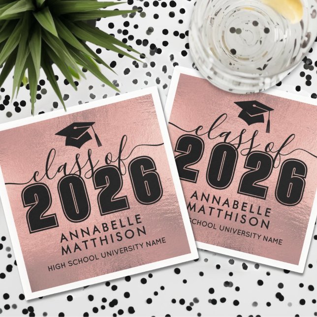 Graduate Rose Gold Graduation Napkins (Graduate Rose Gold Graduation Napkins)