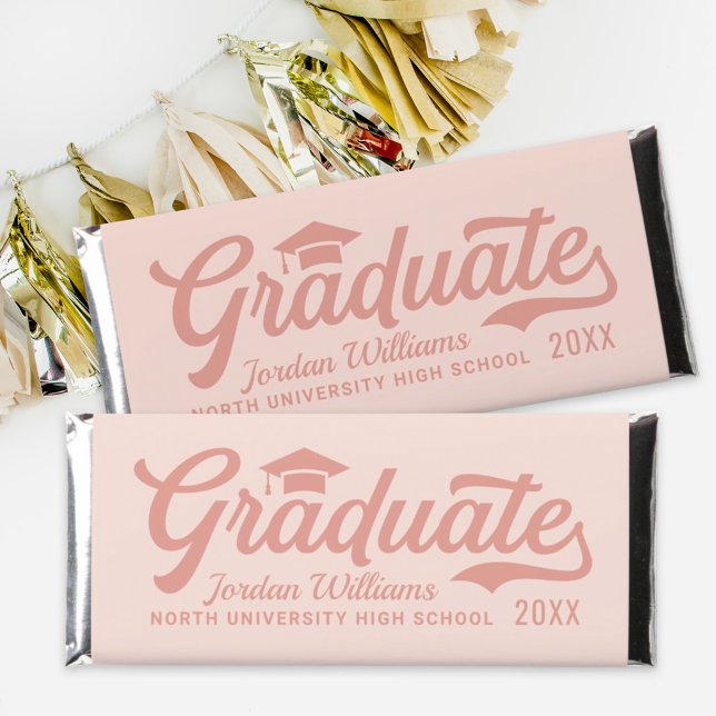 Graduate Rose Gold Script Blush Hershey Bar Favors (Creator Uploaded)