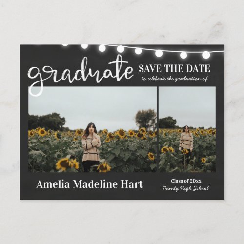 Graduate Rustic Chalkboard Vintage Save The Date  Announcement Postcard