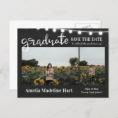 Graduate Rustic Chalkboard Vintage Save The Date  Announcement Postcard (Front/Back)