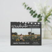 Graduate Rustic Chalkboard Vintage Save The Date  Announcement Postcard (Standing Front)