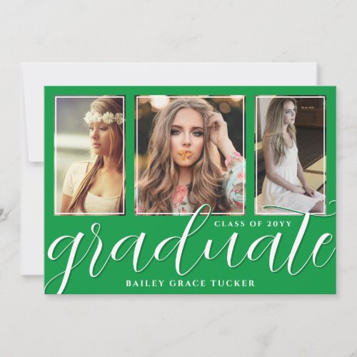 Graduate Script 3_Photo Bright Green Graduation Announcement