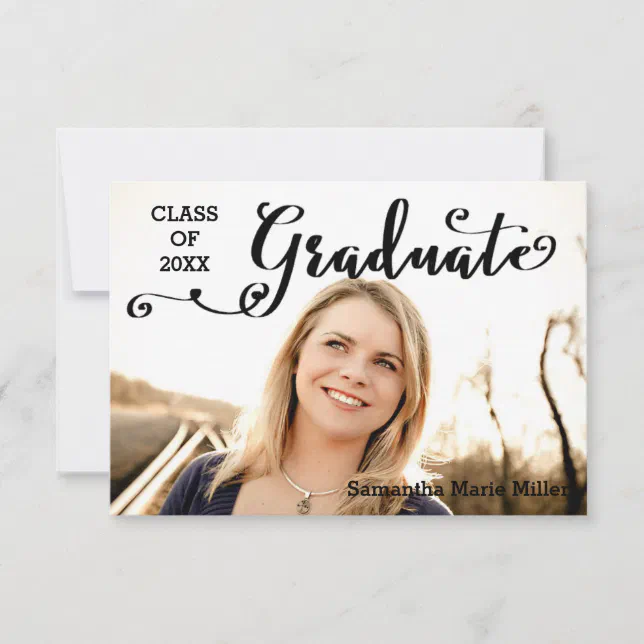 Graduate Script - 3x5 Graduation Announcement | Zazzle