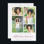 Graduate Script 4 Photos Graduation Announcement<br><div class="desc">Create the perfect invite with this "Graduate Script 4 Photos Graduation Announcement" invitation card template. This high-quality design is easy to customize to be uniquely yours! This photo graduation announcement features 4 (four) of your grad's favorite photos in an elegant collage with their class year, name and high school or...</div>