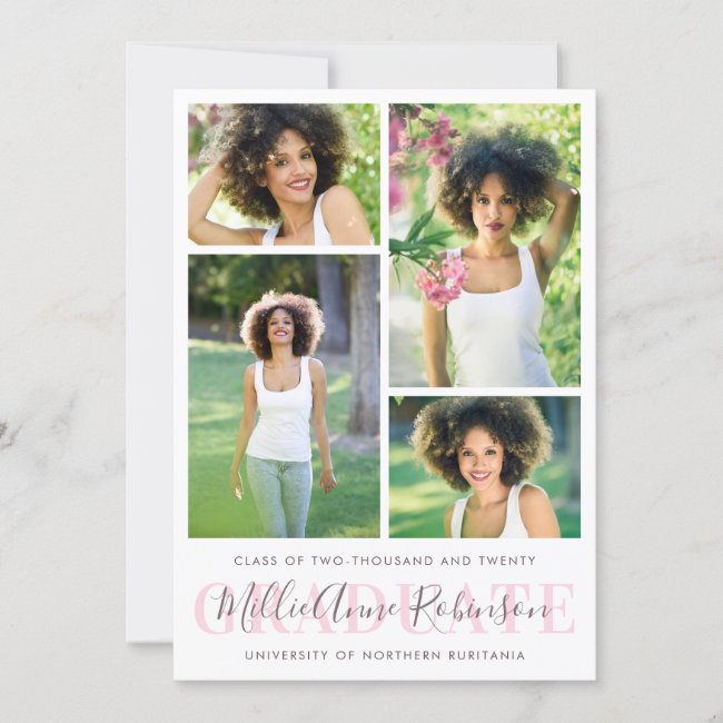 Graduate Script 4 Photos Graduation Announcement