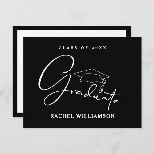 Graduate Script Black Thank You Note Card