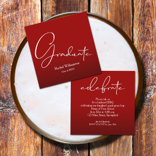 Graduate Script Cardinal Red Party Enclosure Card
