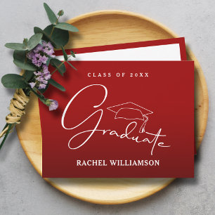 Graduate Script Cardinal Red Thank You Note Card