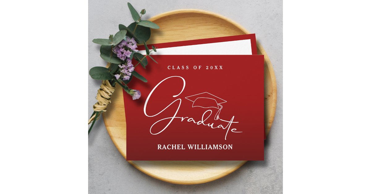 Graduate Script Cardinal Red Thank You Note Card | Zazzle