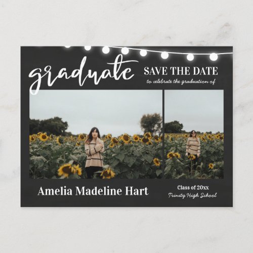 Graduate Script Chalkboard Vintage Save The Date Announcement Postcard