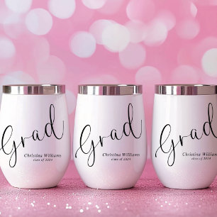 Graduate Script Elegant Modern Graduation Thermal Wine Tumbler