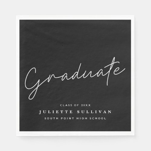 Graduate script graduation party napkins
