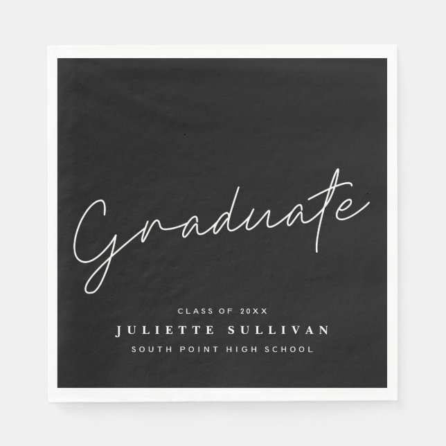 Graduate script graduation party napkins (Front)
