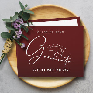 Graduate Script Maroon Thank You Note Card