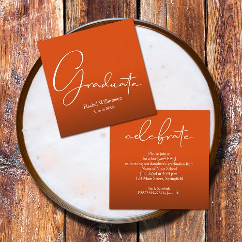 Graduate Script Orange Party Enclosure Card