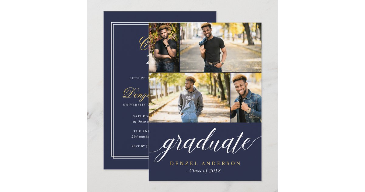 Grad Party Invite Script Graduate Script Photo Graduation Party Invitation | Zazzle