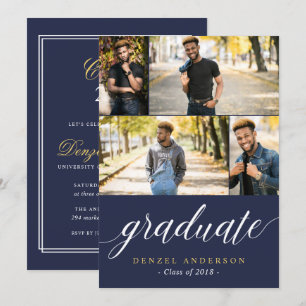 Graduate Script Photo Graduation Party Invitation