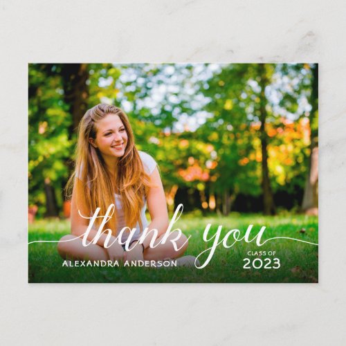 Graduate Script Photo Graduation Thank You Postcard