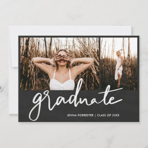 Graduate Script Rustic Chalkboard Graduation Party Invitation