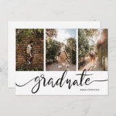 Graduate Script Three Photos Graduation Party Invi Invitation (Front/Back)