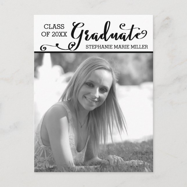 Graduate Script Vertical - Postcard Invitation (Front)