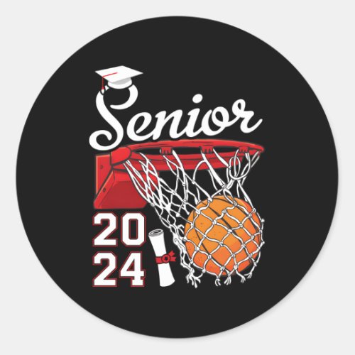 Graduate Senior Class 2024 Graduation Basketball P Classic Round Sticker