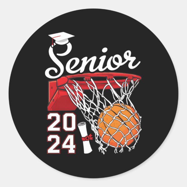 Graduate Senior Class 2024 Graduation Basketball P Classic Round Sticker (Front)