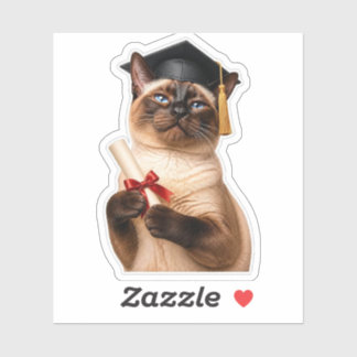 Graduate Siamese Cat Sticker