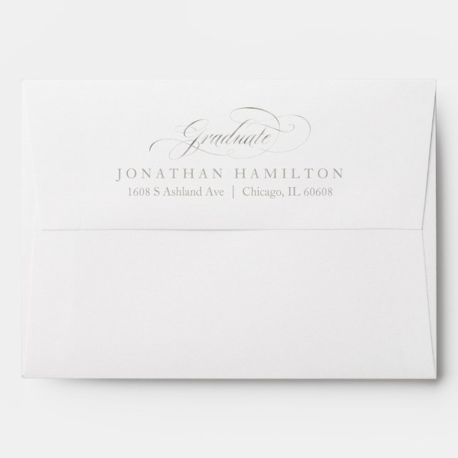 Graduate Silver Foil Classy Script  Graduation Envelope (Back (Top Flap))
