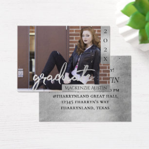 Graduate Silver Script Brush Photo Announcement