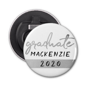Graduate Silver Script Trendy Faux Metallic Bottle Opener