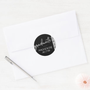 Graduate Silver Script   Trendy Faux Metallic Classic Round Sticker