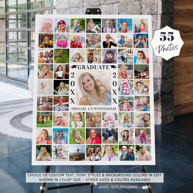 Graduate Simple 55 Photo Collage Memories Display Foam Board (Creator Uploaded)
