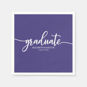 Graduate Simple Calligraphy Graduation Purple Napkins