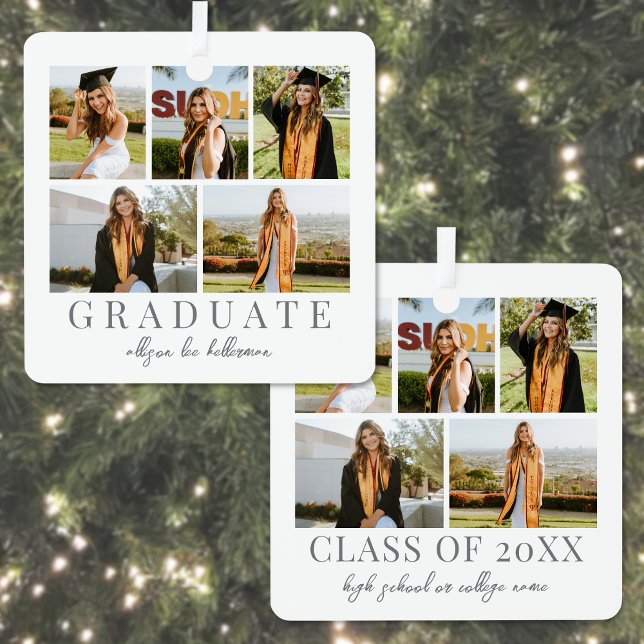 Graduate Simple Elegant Script Graduation Photo Metal Ornament (Graduate Simple Elegant Script Graduation Photo Metal Ornament )