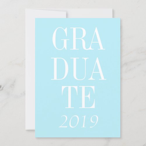 Graduate Simple  Light Blue Modern Typography Invitation