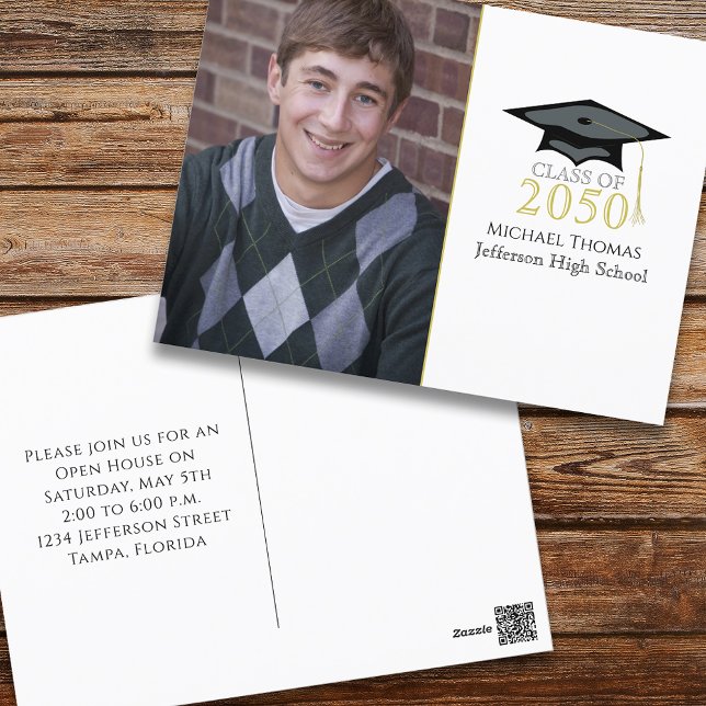Graduate Simple Minimalist Photo Template Classic  Postcard (Creator Uploaded)