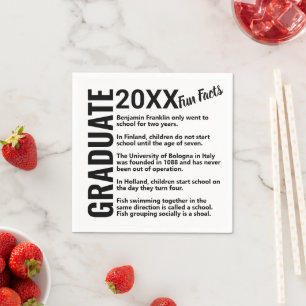 Graduate Simple Modern Black And White Fun Facts Napkins