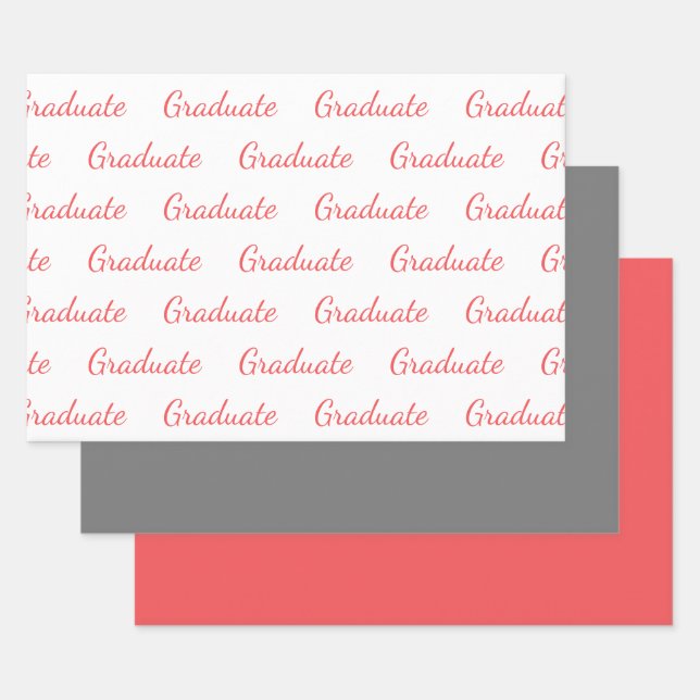 Graduate Simple Modern Graduation Wrapping Paper Sheets (Set)