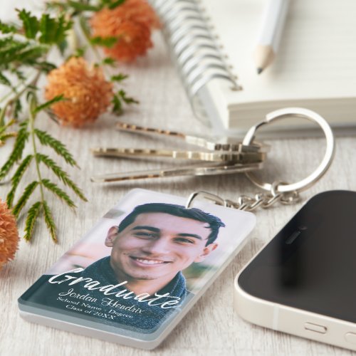 Graduate Simple Modern Photo Keychain